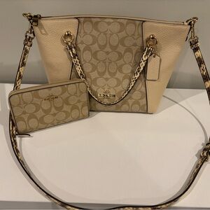 Coach Kacey Satchel In Colorblock/Blocked Signature C7261 & Matching wallet